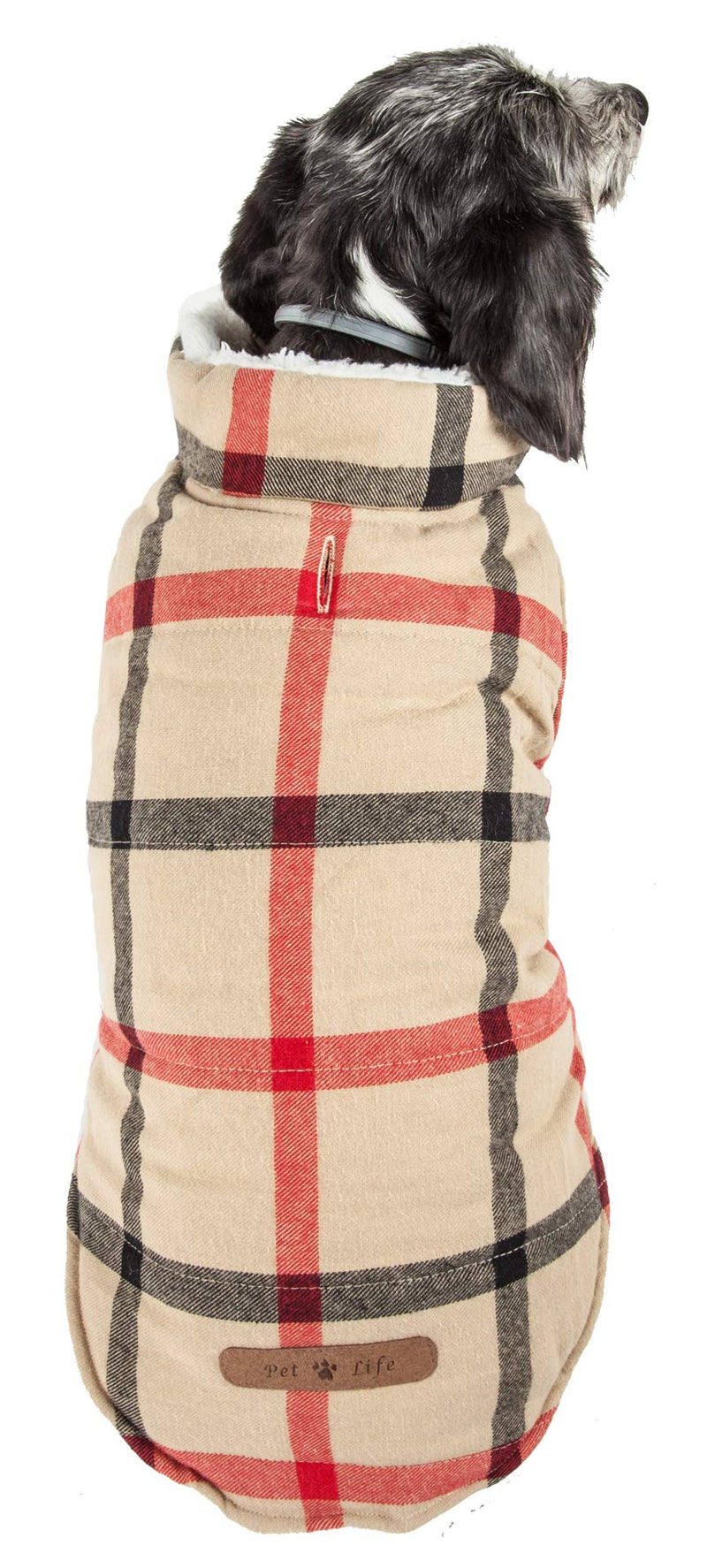 [Australia] - Pet Life 'Allegiance' Classical Plaided Insulated Dog Coat Jacket Medium Khaki 