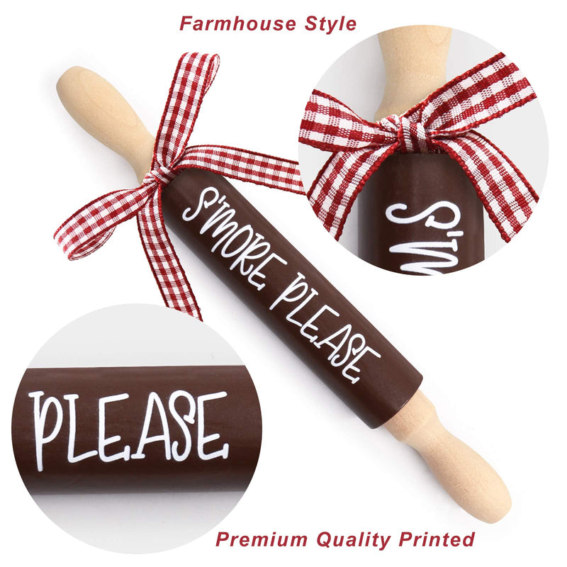 S'more Mini Rolling Pins Camping Tiered Tray Decor Farmhouse Rae Dunn Inspired Decorations for Kitchen Shelves Hutches - PawsPlanet Australia