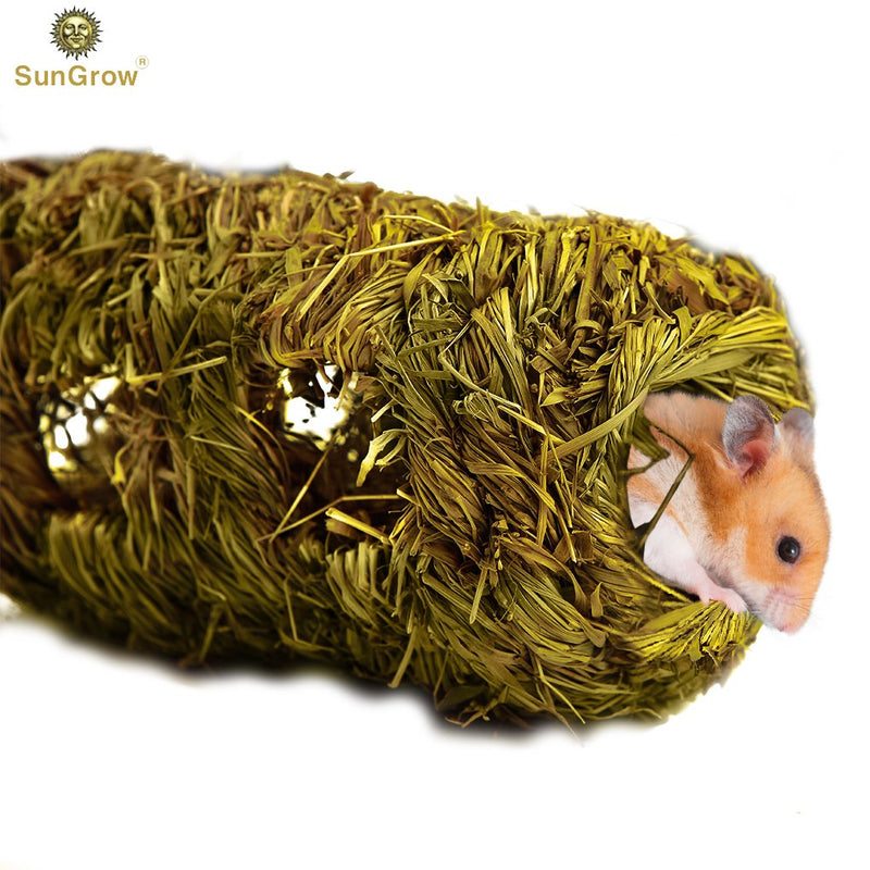 SunGrow Hand-Woven Seagrass Tunnel Toy, 7.5-inches Long and 4-inches Tall, Grass Tunnel House, Small Animal Activity Center, Perfect for Gerbils, Hamsters and Chinchillas - PawsPlanet Australia