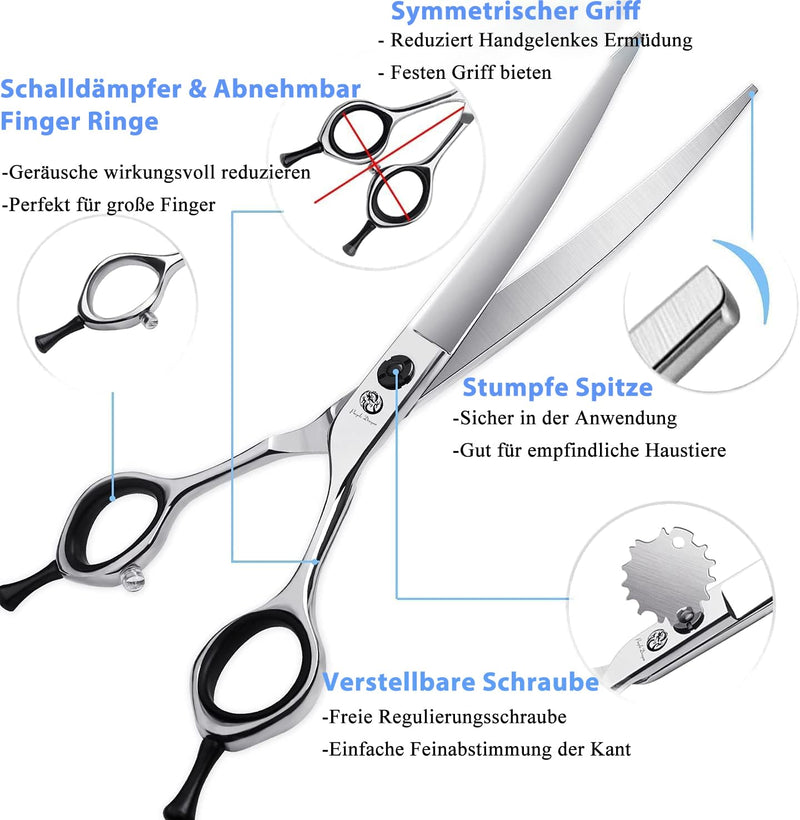 Purple Dragon Curved Dog Scissors 7 Inch Japanese Steel 440C Professional Grooming Scissors for Dogs and Cats Right-Handed Dog Hair Scissors for Dog Hairdressers and Beginners Bending Scissors - PawsPlanet Australia