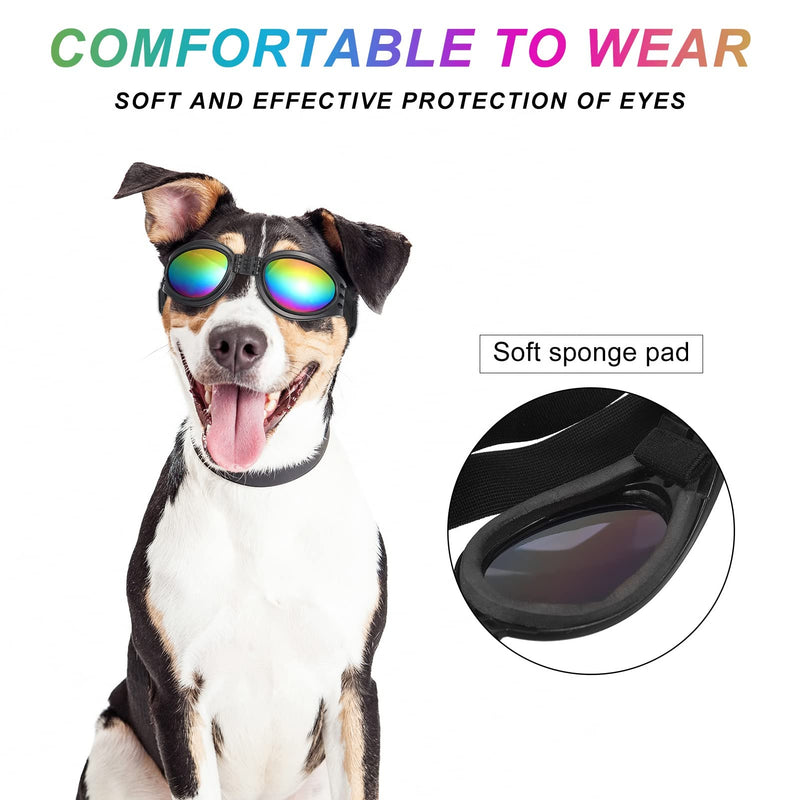 Fuyamp Small Dog UV-proof Sunglasses, Waterproof Windproof Pet Goggles with Adjustable Strap, Eye Protection and Cool Style for Dogs Cats Puppies Pets (Black) - PawsPlanet Australia