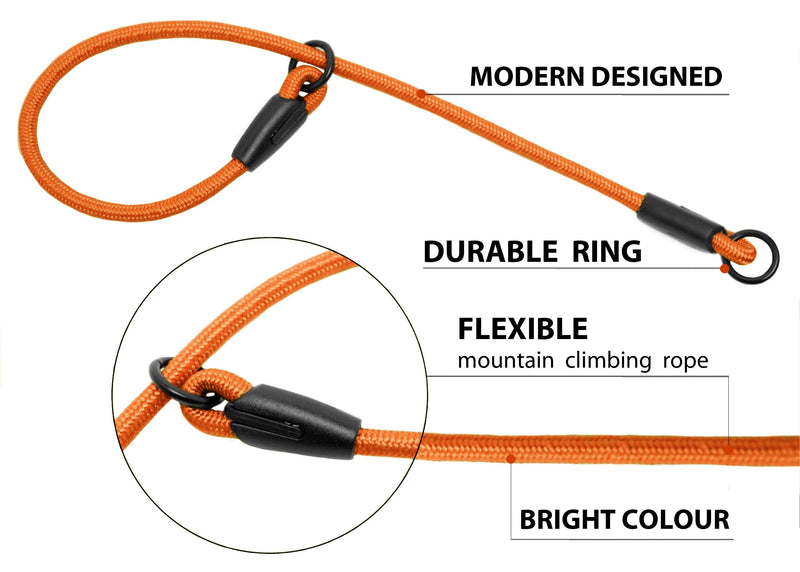 [Australia] - Luna&Max Rope Dog Collar Training Choke Collar Slip Choke Reflective Pet Collars for Small and Medium Dogs 18 inch Orange 