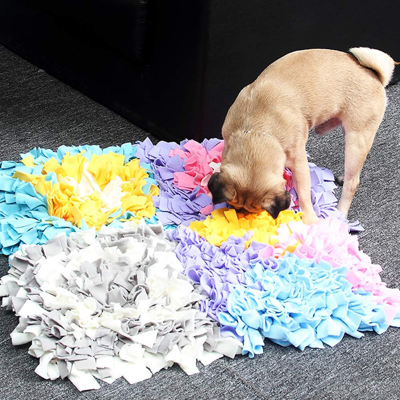 [Australia] - LEMONDA Pet Dog Snuffle Mat Training Feeding Mat Nosework for Dogs Activity Fun Play Mat for Relieve Stress Restlessness 19"x 19" Yellow/Purple/Blue 