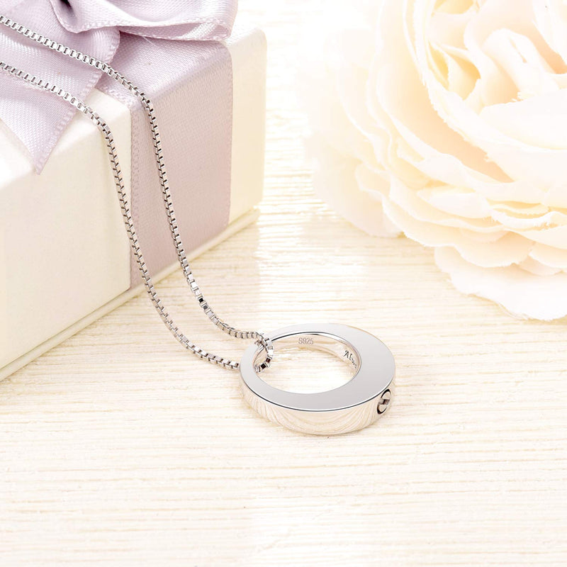BEILIN Sterling Silver Circle of Life Eternity Memorial Urn Necklace Always with me Cremation Jewelry Pendant Necklaces for Ashes - PawsPlanet Australia