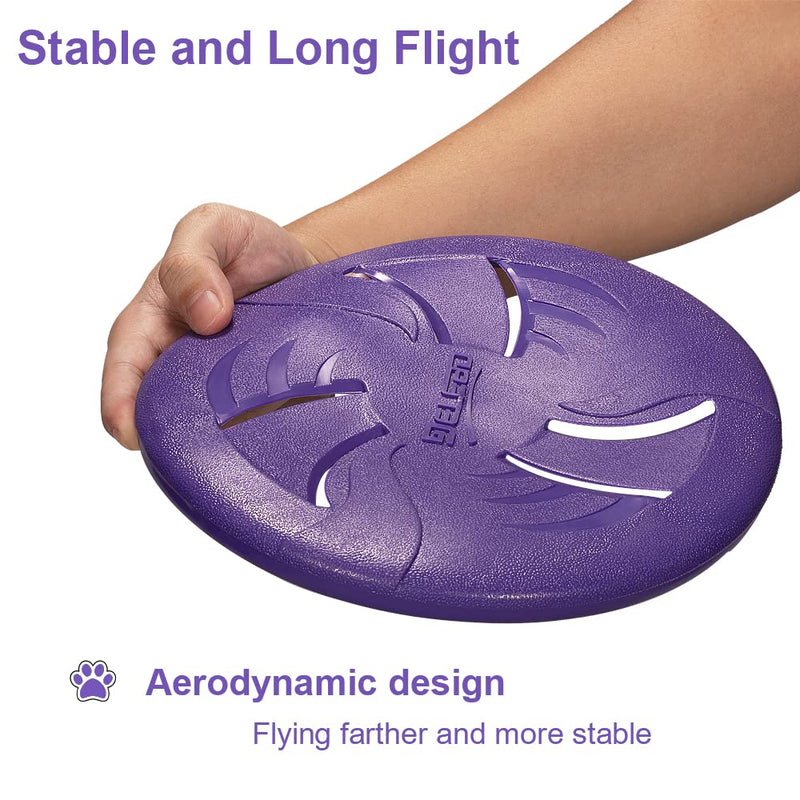HONGEZEY Indestructible Dog Flying Discs, Interactive Dog Flyer Toys, Soft Lightweight Dog Catch and Fetch Toys for Medium Large Dogs, Floats in Water & Safe on Teeth Small Purple - PawsPlanet Australia