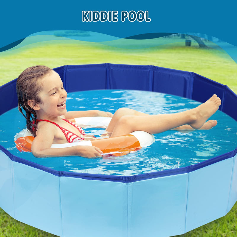 PVC Pet Swimming Pool Portable Bathtub Collapsible Water Pond Pool Foldable Dogs Bathing Tub Garden Pool Cat Puppy Shower Spa Kiddie Pool for Kiddies Pets to Swim and Bath (31.4" x 7.8") 31.4" x 7.8" - PawsPlanet Australia