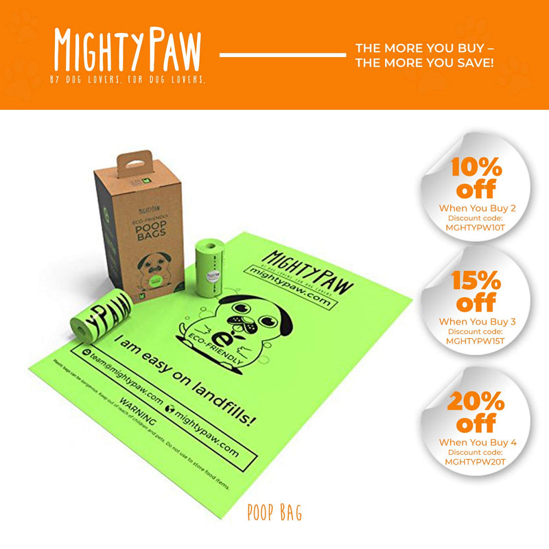 [Australia] - Mighty Paw Eco-Friendly Poop Bags, Lavender-Scented Dog Waste Pick-up Bags, Extra-Thick (0.6 mil) Doggie Bags, Large Bags 9" x 13" for Pets, Bags are Earth Friendly Biodegradable 8 Rolls Green 