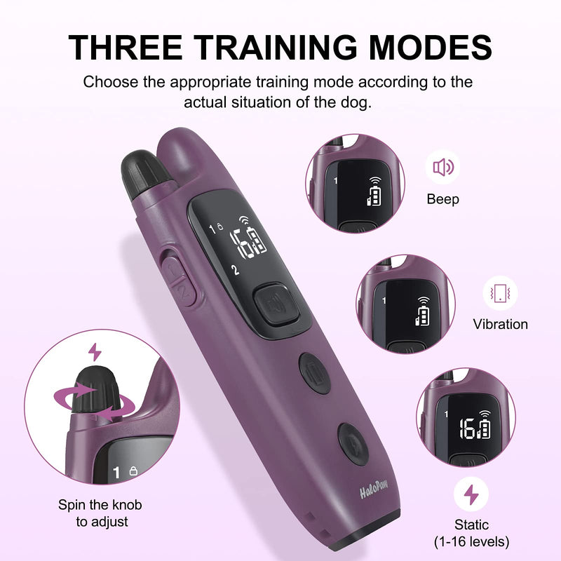 HaloPaw Dog Training Collar Rechargeable IPX7 Waterproof Shock Collars for Dogs with Remote for Large Medium Small Dogs, 3 Training Modes Beep, Vibration and Shock with 16 Static Levels E-Collar - PawsPlanet Australia