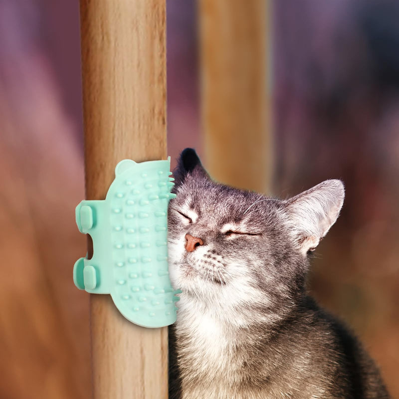 2pcs 2-in-1 Self Cleaning Cat Brush, Pet Tickling Artifact, Silicone Cat Grooming Massage Shedding Brush Adjustable Cat Face Scratchers for Corner Table Legs Climbing Frame Dog Pet Shedding Glove - PawsPlanet Australia
