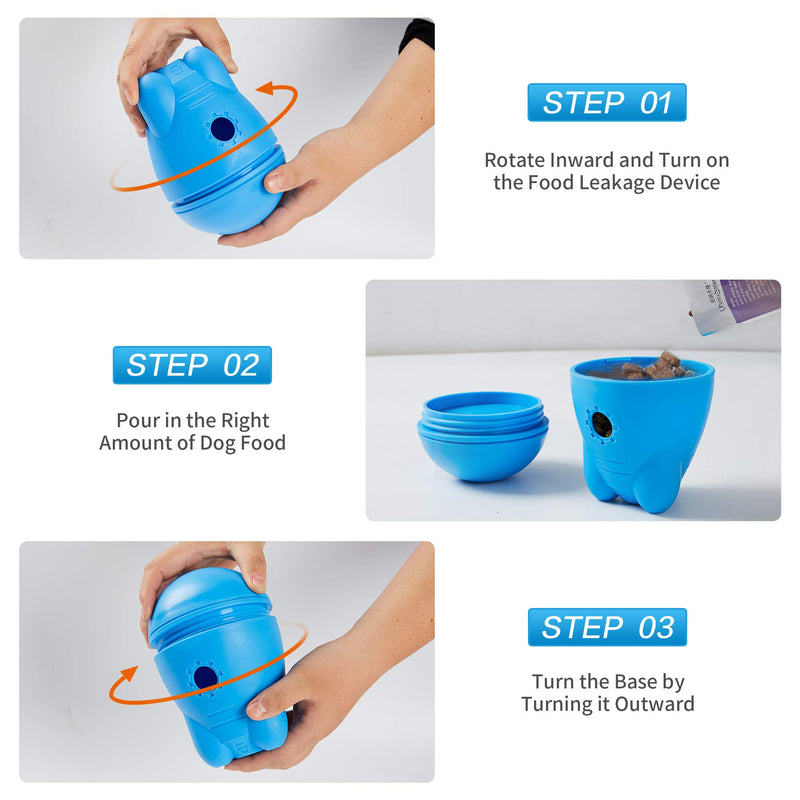 Treat Dispensing Dog Toys, IQ Dog Treat Ball for Dog Treat Dispensing Toy, Dog Treat Toy Interactive Wobble Dog Puzzle Toys for Large/Medium Dog (Tumbler) (Blue) BLUE - PawsPlanet Australia