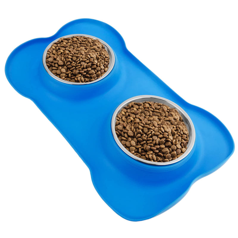 PrimeMatik - Pet bowl in stainless steel. Feeder for dogs and cats with non-slip silicone tray - PawsPlanet Australia