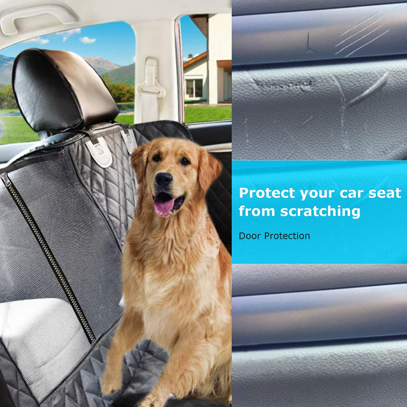 Dog Seat Cover for Back Seat with Mesh Visual Window, Side Flaps with Zipper,900D Oxford Cloth Waterproof anti-scratch Dog Hammock，Car Dog Back Seat CoverSuitable fit for Most Cars（Grey - PawsPlanet Australia