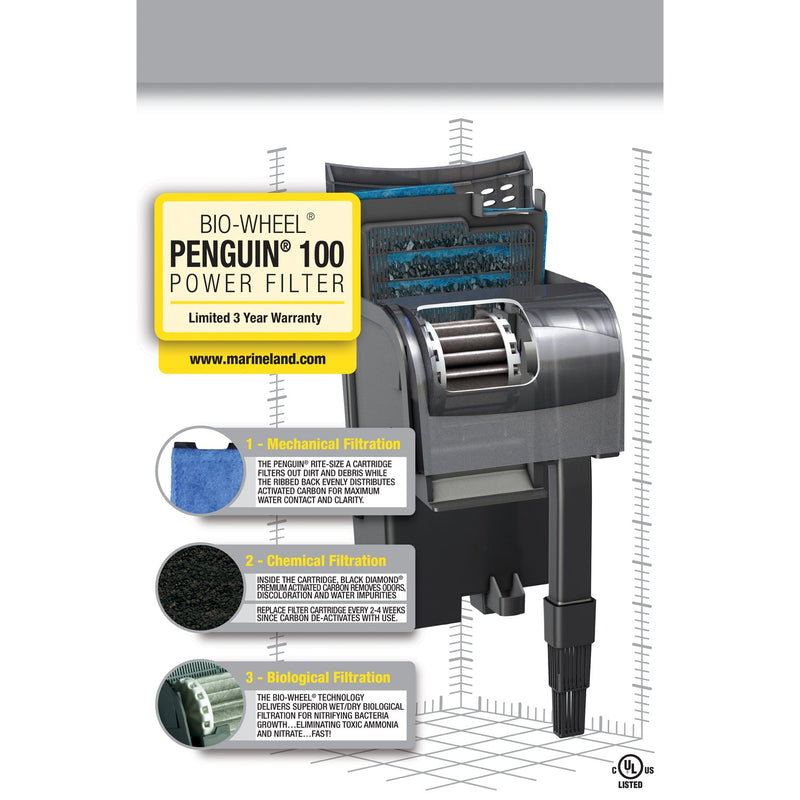 [Australia] - MarineLand Penguin 100 GPH BIO-Wheel Power Filter 10-20 Gallon, 100 GPH 