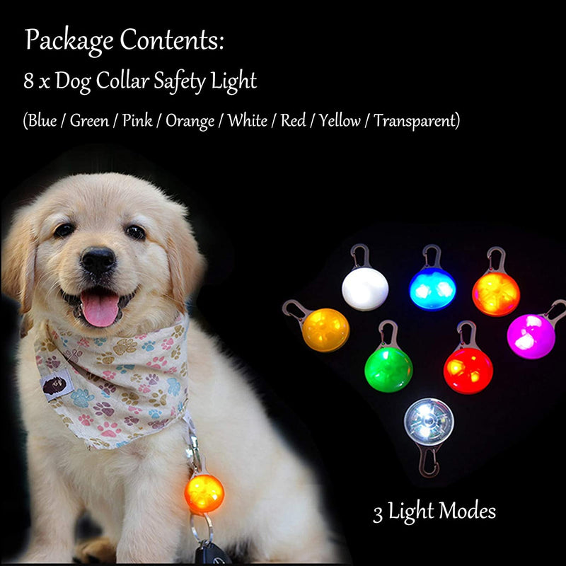 8 Packs LED Dog Collar, LED Light Up Clip-on Dog Collar Light, Dog Lights for Night Walking,Waterproof Dog Night Light,for Large Medium Small Cats Pet,Running, Camping, Climbing, Bike - PawsPlanet Australia