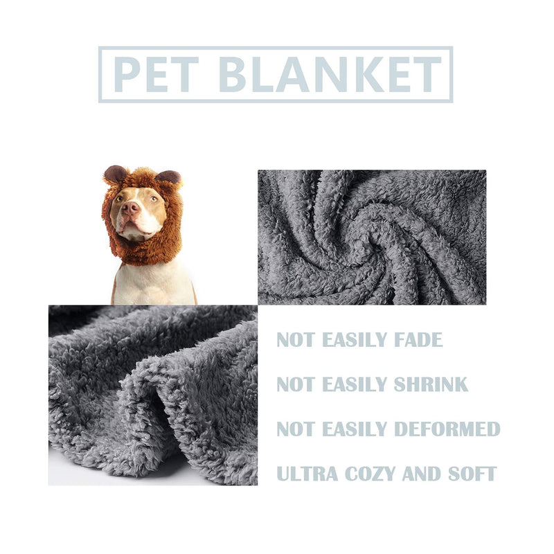 Cozy Fleece Dog Blanket Medium Fuzzy Soft Washable Puppy Blankets Sherpa Couch Pet Cat Throw Anxiety Weighted Bed Pad Cover Gray Gray01 M (31"x39") - PawsPlanet Australia