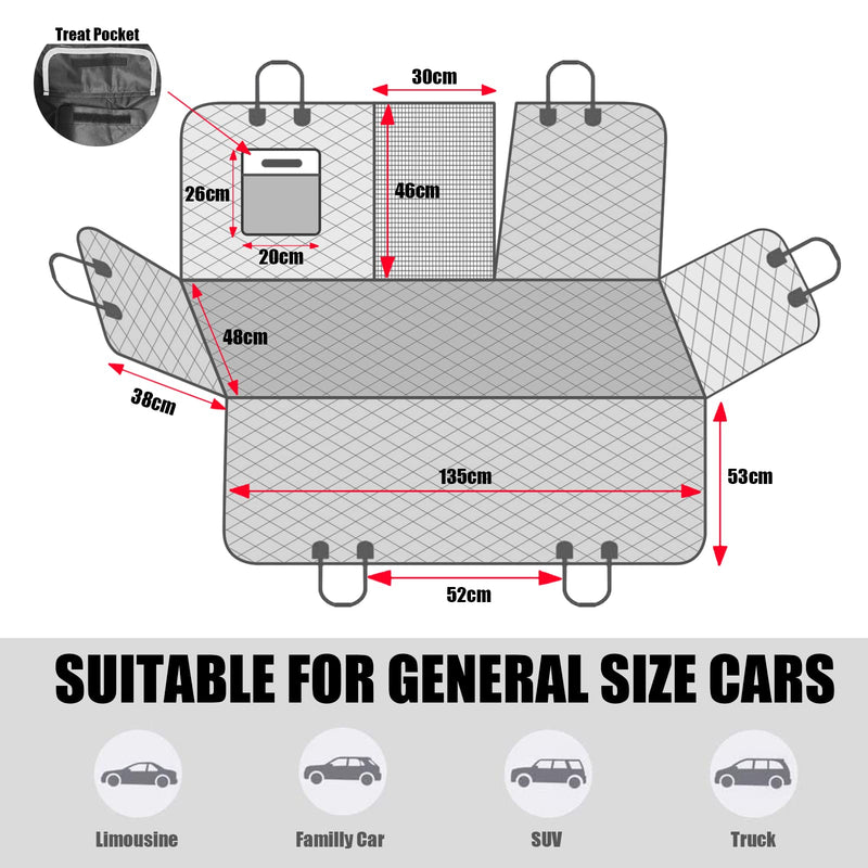 Dog Car Seat Cover,100% Waterproof with Mesh Window And Storage Pocket,Durable Scratchproof Nonslip Dog Car Hammock with Universal Size Fits for Cars/Trucks/SUV Black/White - PawsPlanet Australia