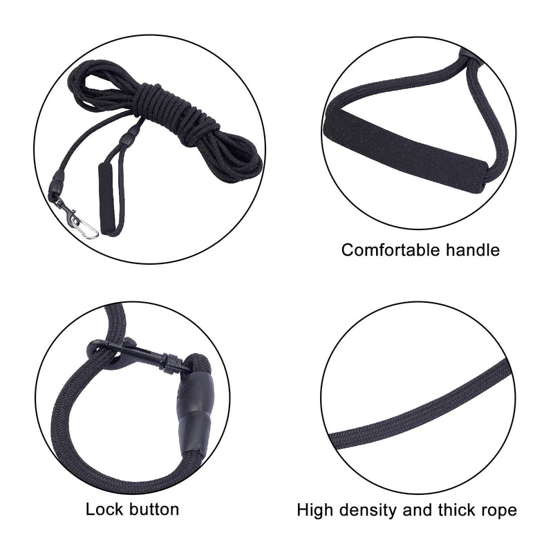 AHANDMAKER Nylon Dog Leash Slip Rope, 32 Feet Lead Leash Strong Heavy Duty Braided Rope with Spring Gate Clasp for Medium Large Dogs, Black - PawsPlanet Australia