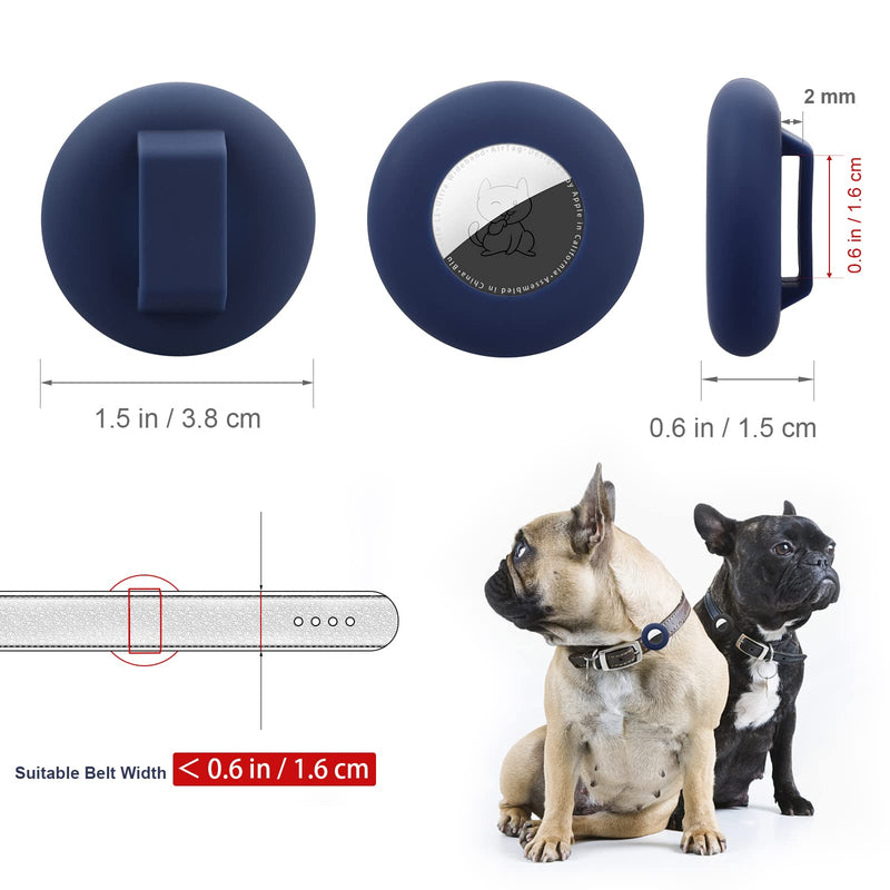 WALLFID Airtag Dog Collar,Airtag Cat Collar,Silicone Case for GPS Tracking Finder,Protective Cover Compatible with Apple Airtag,Safety and Anti-lost,Pet Accessories (strap width-16.5mm, Black-Blue) strap width-16.5mm - PawsPlanet Australia