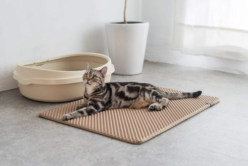 BlackHole Litter Mat Blackhole Cat Litter Mat - Large Size Rectangular 30" X 23" Beige - PawsPlanet Australia