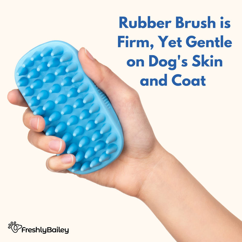 Freshly Bailey Rubber Dog Bath Brush - Silicone Pet Wash & Massage Brush - Perfect for Bathing, Massaging, & Deshedding - Use Wet or Dry, De-shed or Use it to Lather Shampoo For Deeper Clean - Loved by Dogs & Pet Parents - PawsPlanet Australia