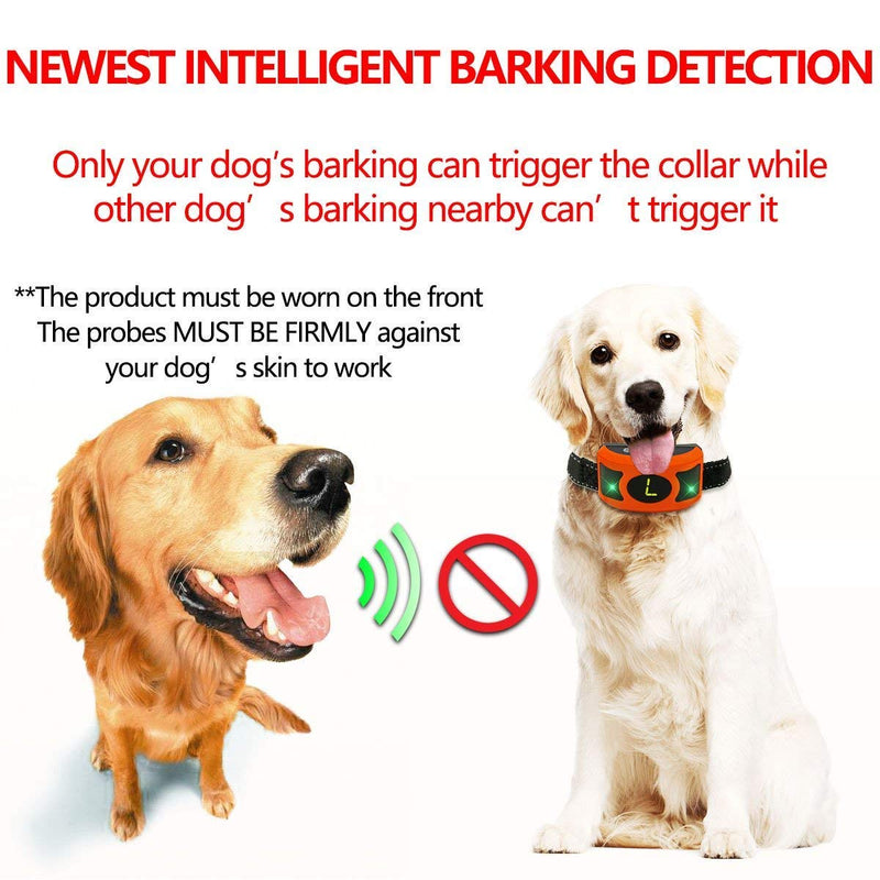 [Australia] - PETOWN New 2019 Version Flashing Lights Bark Collar with Upgraded Smart Chip - Best Intelligent Dog Shock, Beep Anti-Barking Collar. No Bark Control for Medium/Large Dogs (Orange) … 