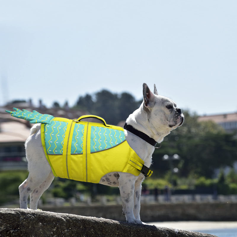 azuza Dog Life Jacket Safety Dog Life Vests for Swimming with Reflective Strips and Rescue Handle High Buoyancy Pet Swimsuit Lifesaver Coat for Medium and Large Dogs, Cute Pineapple Design Chest_size: 22"-28.35" - PawsPlanet Australia