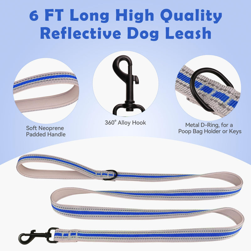 Martingale Collar for Dogs,Soft Neoprene Padded Reflective Martingale Collar and Leash Set Safety Buckle Nylon Martingale Collar for Small Dogs(Blue&S) S Blue - PawsPlanet Australia