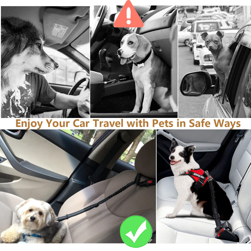 Zhilishu Dog Seat Belt, 2-in-1 Headrest Restraint Dog Car Seatbelt Pet Car Safety Seat Belt Clip Buckle Tether for Large Medium Small Dogs with Dog Bowl Black 1 Pack - PawsPlanet Australia