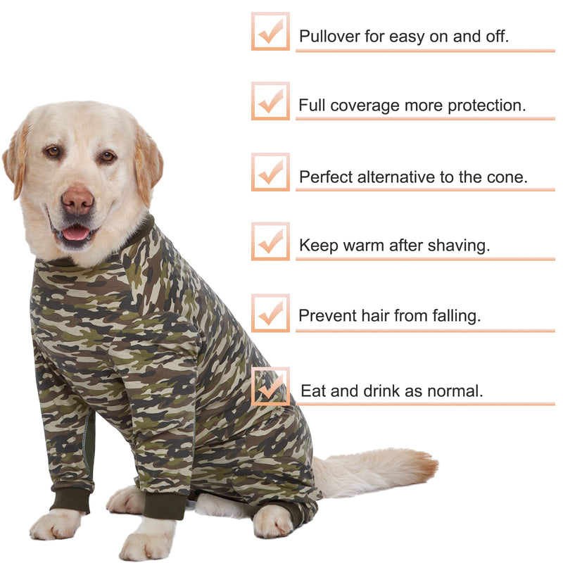 Yeapeeto Dog Recovery Onesie for Large and Medium Dogs Full Body Pajamas for Hair Loss Allergy Anti-Licking Wound Protection Cone Alternative (2XL, Camouflage) 2XL - PawsPlanet Australia