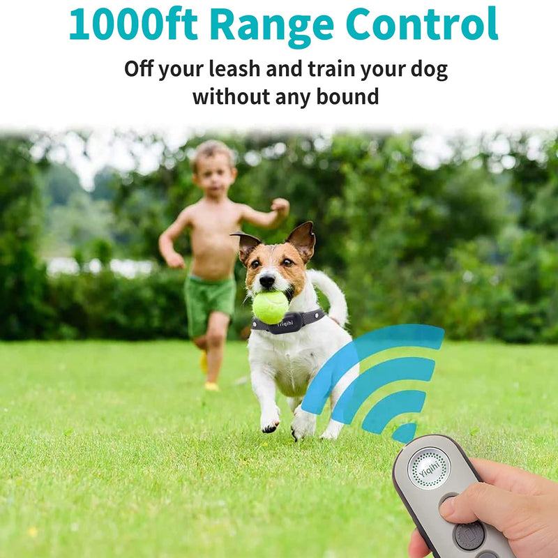 Dog Training Collar with Remote, Rechargeable Training Collar with Beep, Vibration and Shock Safe Training Modes, IPX7 Waterproof Dog Shock Collar with Remote for Large Medium Small Dogs Grey - PawsPlanet Australia