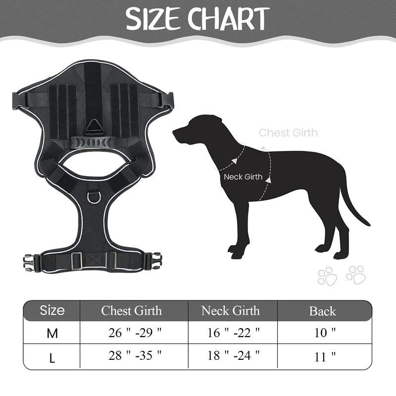 Tactical Dog Harness No Pulling Military MOLLE Pet Vest Reflective k9 Working Training Harness with Control Handle for Medium Large Dogs Black - PawsPlanet Australia