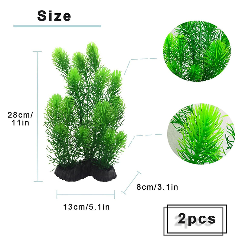 Aquarium Plant, Artificial Fish Tank Plants Decoration, 28cm, Green, 2 Pieces - PawsPlanet Australia