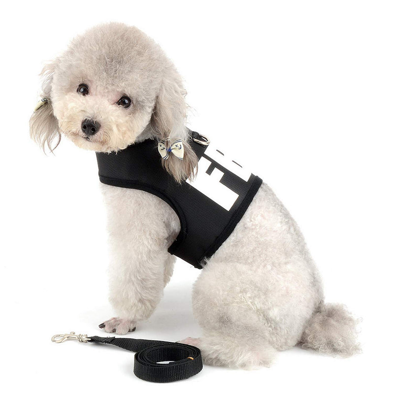 [Australia] - SMALLLEE_LUCKY_STORE Small Dog Cat Harness Police/FBI Vest Jacket,Mesh Padded Walking Harness Leash Set,Easy on and Off L FBI 