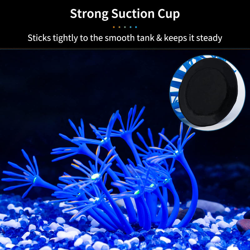 Uniclife Glowing Effect Sunflower Artificial Decoration Silicone Ornament for Fish Tank Aquarium with Suction Cup Blue - PawsPlanet Australia