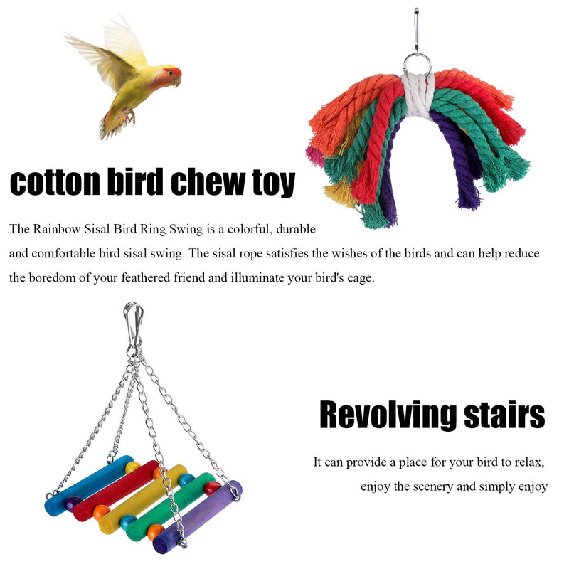 KEESIN 7Packs Bird Parrots Chewing Toys,Wood Ladders Rope Perch,Parrot Swing Toys Bell forParakeets,Parrots,Cockatiels,Macaws,Love Birds - PawsPlanet Australia