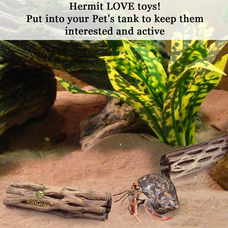 SunGrow Hermit Crab Woods, 6” Climbing Logs, Chew Toy, Keep Hermies Busy and Active, Long Dried Aquarium Décor Adds Raw Beauty, 3 Pcs - PawsPlanet Australia