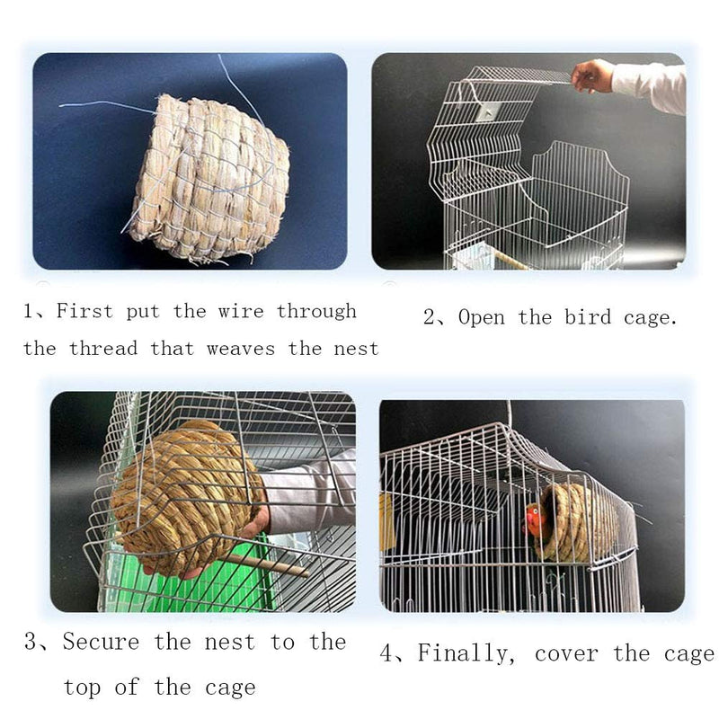 [Australia] - Birdcage Straw Simulation Birdhouse 100% Natural Fiber - Cozy Resting Breeding Place For Birds - Provides Shelter From Cold Weather - Bird Hideaway From Predators - Ideal For Finch & Canary 2PCS 