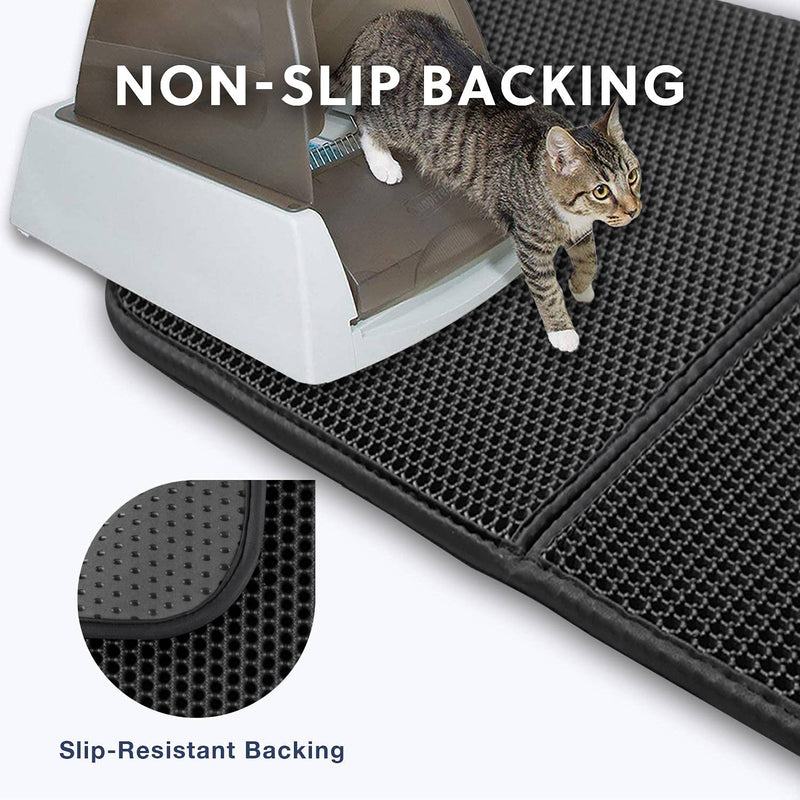 WePet Cat Litter Mat, Kitty Litter Trapping Mat, Honeycomb Double Layer, No Phthalate, Urine Waterproof, Easy Clean, Scratch Scatter Control, Catcher Box Pads Rug Carpet M 24" x 15" Black - PawsPlanet Australia