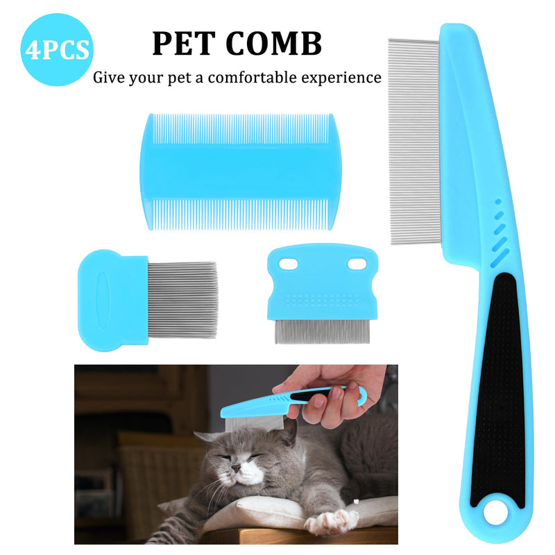 Cobee Dog Flea Lice Comb, Dog Cat Grooming Comb Pet Tear Stain Remover Combs Fine Tooth Care Removal Tool (Pack of 4) - PawsPlanet Australia