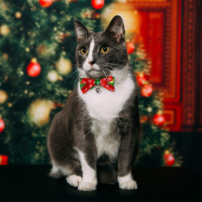 [Australia] - Fayoo Christmas Cat Breakaway Collar Pet Bow Tie with Bell Kitty Kittens Safety Buckle Nylon Collar, Accessory Gift for Cats 2 Pack Christmas 2P 