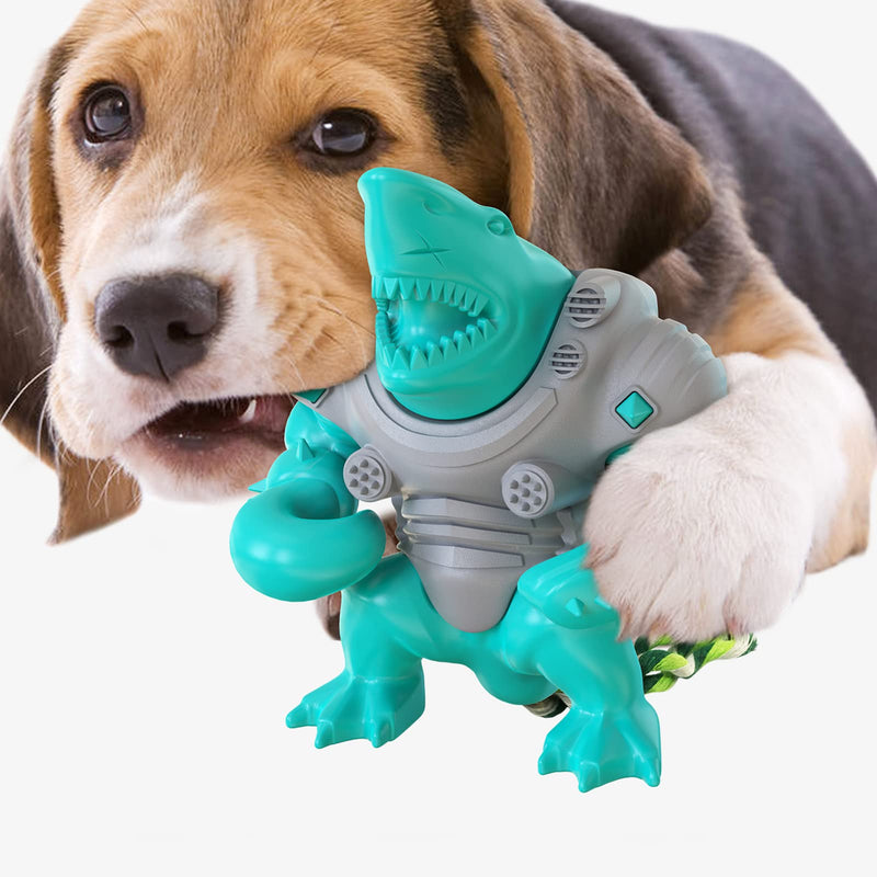 KEEN Dog Chew Toys for Tooth Cleaning and Dental Care - Tough Shark Indestructible Puppy Toy for Aggressive Chewers with Non-Toxic Nylon and TPR Blue - PawsPlanet Australia