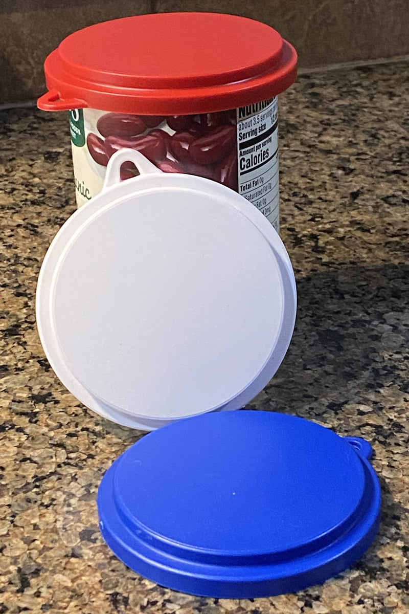 12pc Pet Food Can Cover Dog and Cat Leftover Can Lid and Human Can Goods Food Saver - Fits 3" and 3.25" Cans - Tight Snug Fit - Red White and Blue Made in USA - PawsPlanet Australia