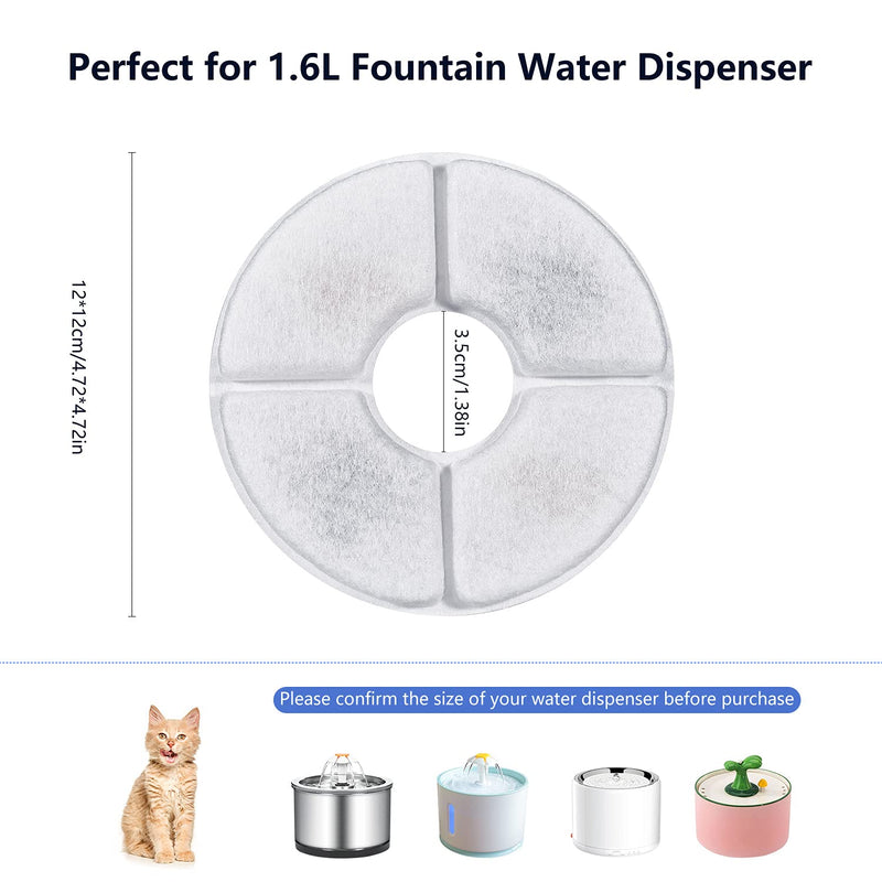 Cat Water Fountain Filters 1.6L for Flower Fountains 8 PCS, Pet Fountain Replacement Filters with Resin and Active Carbon for Automatic Flower Water Dispenser Drinking Fountain 8 PACK - PawsPlanet Australia