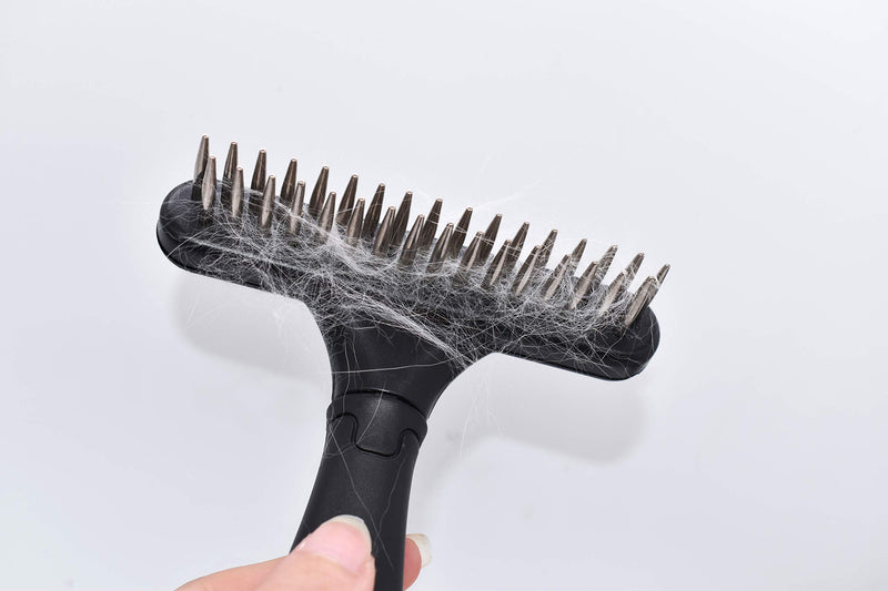 [Australia] - GUGELIVES Dog Comb - Stainless Steel Deshedding and Dematting Undercoat Rake - for Dogs, Cats and Rabbits, Double Row of Teeth, Reduces Shedding, Removes Mattes and Tangles Blue 