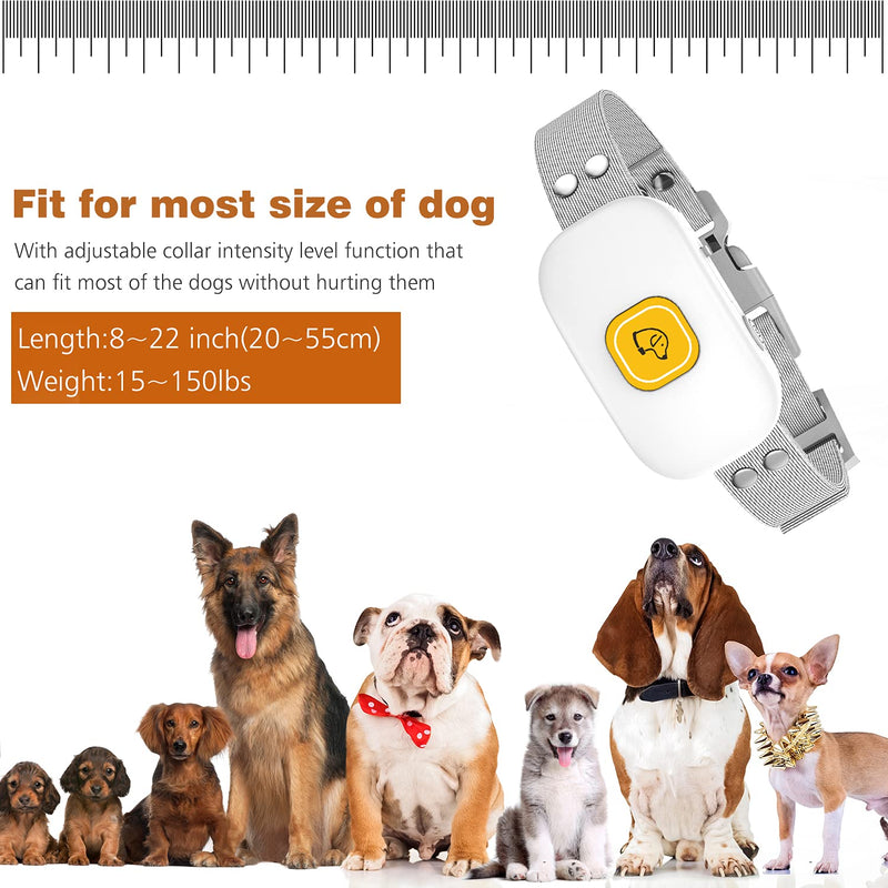 Bark Collar for Dogs,Rechargeable Anti Barking Collar，Intelligent Detection by Throat Vibration with 8 Adjustable Sensitivity and Intensity Vibration for Medium Large Dogs White - PawsPlanet Australia