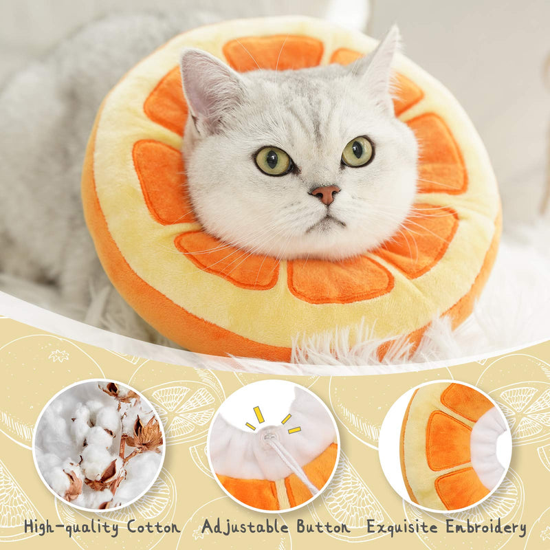 ANWA Adjustable Cat Cone Collar Soft, Cute Cat Recovery Collar, Cat Cones After Surgery for Kittens Small (under 7 lbs) Orange - PawsPlanet Australia