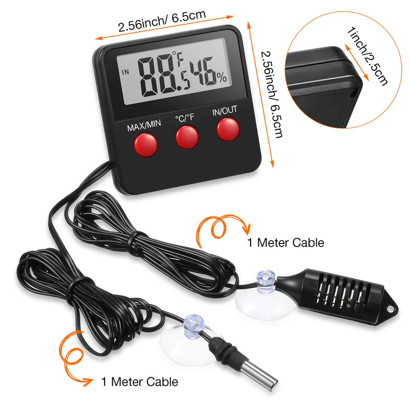 Weewooday 2 Pieces Digital Reptile Thermometer Hygrometer with Probes Terrarium Reptile Humidity Gauge Indoor Outdoor Digital Pet Temperature and Humidity Gauge for Reptiles Terrarium Pet Keeping - PawsPlanet Australia