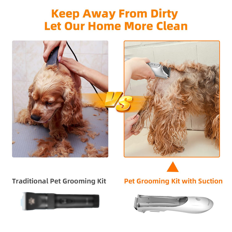 Dog Clippers for Grooming Dog Hair Trimmer Kit Vacuum Dog Clippers 3-Speed Low Noise Rechargeable Cordless Pet Shaver Clippers Tools for Small & Large Dogs Cats - PawsPlanet Australia
