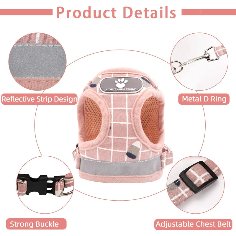 Cat Vest Harness and Small Dog Vest Harness for Walking, All Weather Mesh Harness, Cat Vest Harness with Reflective Strap, Step in Adjustable Harness for Small Cats (Pink, XS) Pink XS (Chest Girth:7"-8") - PawsPlanet Australia