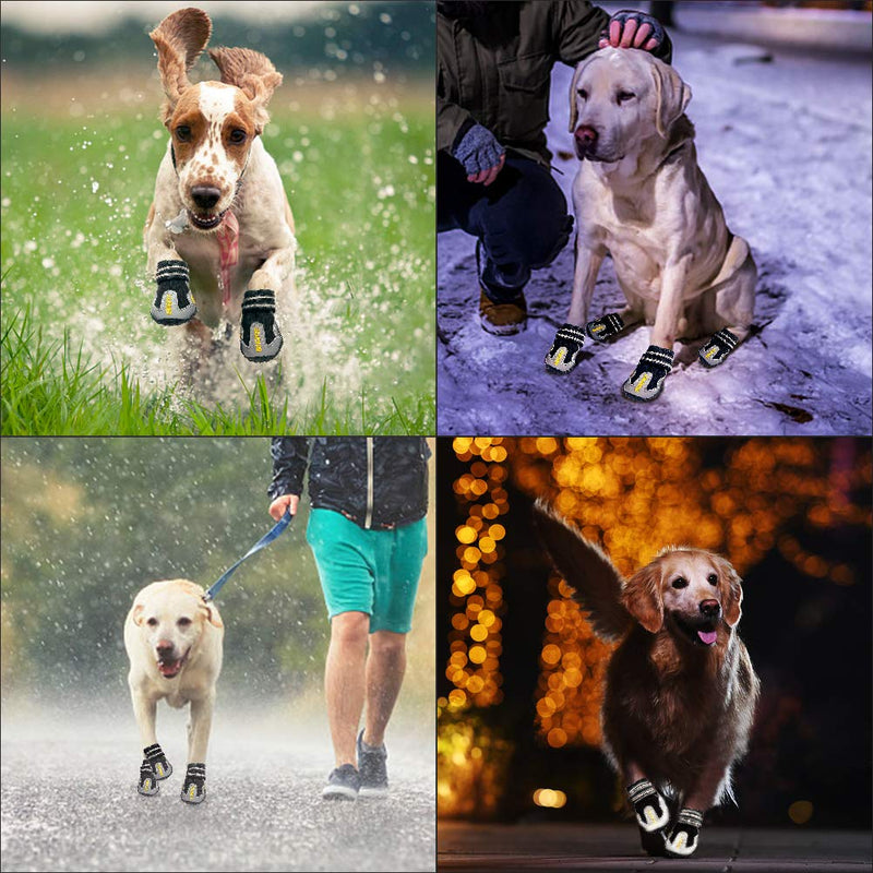 BINGPET Dog Boots Waterproof Shoes for Medium to Large Dogs Anti-Slip Paw Protectors with Adjustable Reflective Straps 4 Pcs 6: 2.9"x 2.5" - PawsPlanet Australia